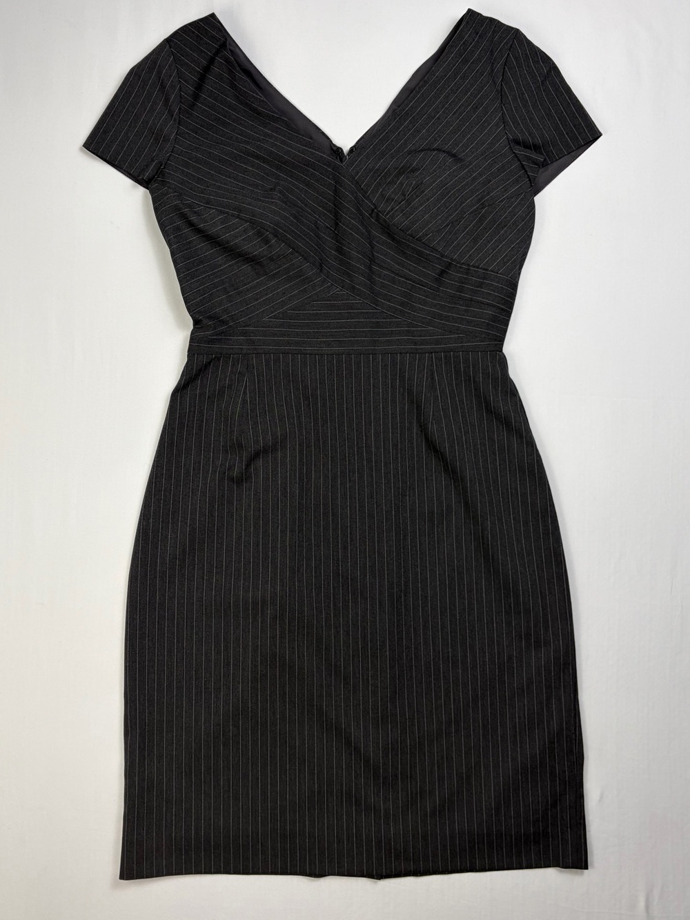 Banana Republic Gray Pinstripe V-Neck Sheath Dress